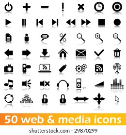 50 iconos vectoriales de web y medios