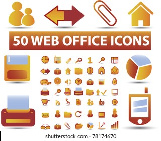 50 web office icons, signs, vector