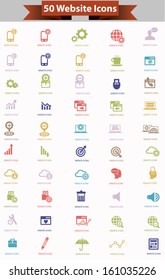 50 Website icon set,Colorful version,vector