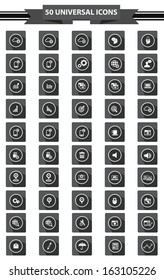 50 website universal icon set,black version,vector
