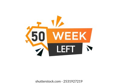 50 semana esquerda, ícone, stile, temporizador, contagem regressiva, relógio, tempo, fundo, modelo, 50 semana esquerda contagem regressiva, adesivo, banner esquerdo, negócio, venda, botão de etiqueta
