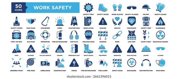 50 Conjunto de iconos de seguridad laboral para Elementos de diseño	