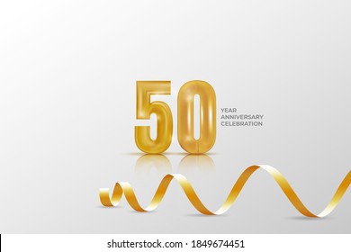 50 year anniversary banner template. illustration vector with golden number.