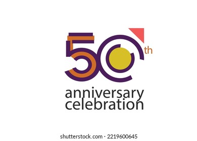 50 year anniversary celebration abstract style logotype. anniversary with purple, yellow, orange color isolated on white background, vector design for celebration, invitation, greeting card - Vector