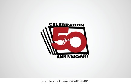 50 Year Anniversary Celebration, Book Design Style Black And Red Color For Event, Birthday, Giftcard, Poster-vector