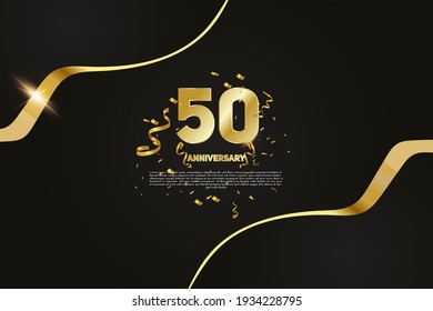 50 year Anniversary celebration. Golden number 10 with sparkling confetti