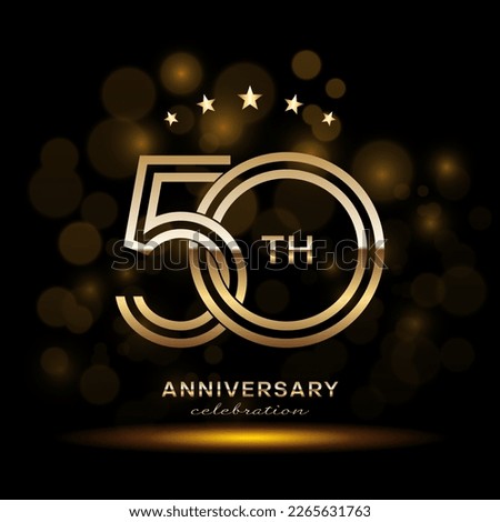 50 year anniversary celebration. Anniversary logo design with double line and golden text concept. Logo Vector Template Illustration