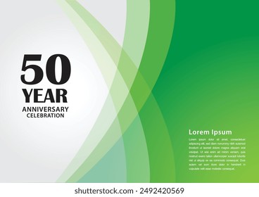 50 year anniversary celebration logotype on green background for poster, banner, leaflet, flyer, brochure, web, invitations or greeting card, 50 number design, 50th Birthday invitation, vector