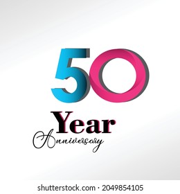 50 Year Anniversary Elegant Vector Template Design Illustration