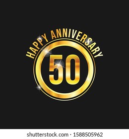 50 year anniversary gold label vector image. Golden anniversary label vector logo design