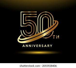 50 year anniversary logo design with gold line style letters