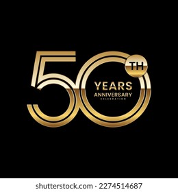 50 year anniversary. Anniversary logo design with double line concept, vector illustration