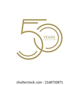 50 Year Anniversary Logo, Golden Color, Vector Template Design element for birthday, invitation, wedding, jubilee and greeting card illustration.