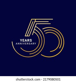 50 Year Anniversary Logo, Golden Color, Vector Template Design element for birthday, invitation, wedding, jubilee and greeting card illustration.