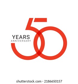 50 Year Anniversary Logo, Golden Color, Vector Template Design element for birthday, invitation, wedding, jubilee and greeting card illustration.