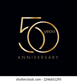 50 Year Anniversary Logo, Golden Color, Vector Template Design element for birthday, invitation, wedding, jubilee and greeting card illustration.