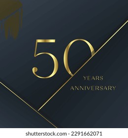 50 Year Anniversary Logo, Golden Color, Vector Template Design element for birthday, invitation, wedding, jubilee and greeting card illustration.