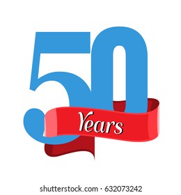 50 Year Anniversary Logo Red Ribbon Stock Vector (Royalty Free ...