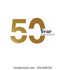50 Year Anniversary Logo Vector Template Design Illustration gold and white