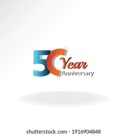 Modelo vectorial de logotipo de 50 años Diseño Ilustración azul y blanco
