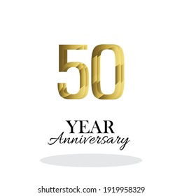 Modelo de vectores de logotipo de 50 años Diseño Ilustración oro y blanco