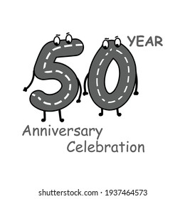 50 year anniversary number character vector template design illustration
