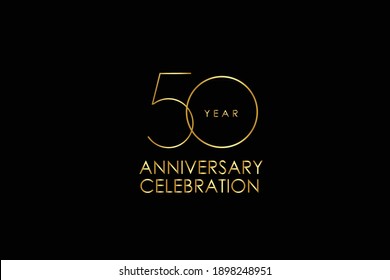 50 year anniversary red ribbon celebration logotype. anniversary logo with Red text and Spark light gold color isolated on black background, design for celebration, invitation - vector