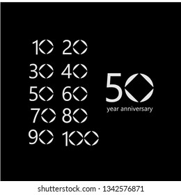 50 Year Anniversary Set Vector Template Design Illustration