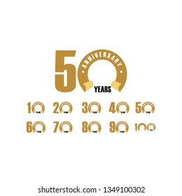50 Year Anniversary Set Vector Template Design Illustration