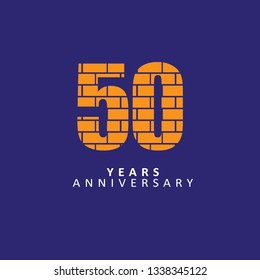 50 Year Anniversary Vector Template Design Illustration, flat design with pattern.