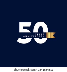 50 Year Anniversary Vector Template Design Illustration, with ribbon.