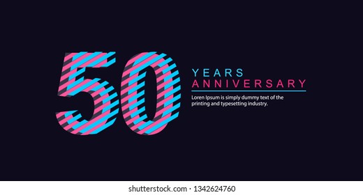 50 Year Anniversary Vector Template Design Illustration, with flat design.