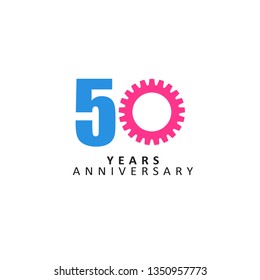 50 Year Anniversary Vector Template Design Illustration, with flat design.