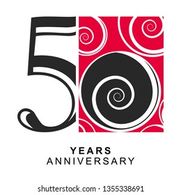 50 Year Anniversary Vector Template Design Illustration, with flat design.