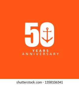 50 Year Anniversary Vector Template Design Illustration, with flat design.
