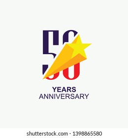 50 Year Anniversary Vector Template Design Illustration, with star icon design.