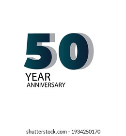 50 Year Anniversary Vector Template Design Illustration Blue Elegant White Background