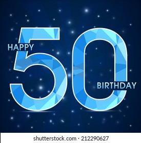 50 year birthday celebration label, 50th anniversary decorative polygon emblem - vector illustration
