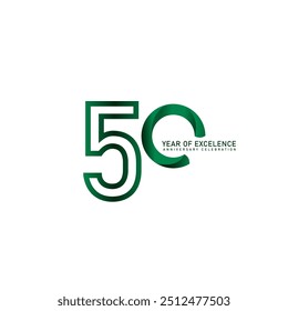 50 year of excelence anniversary celebration 3d vector template design illustration