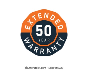 50 Year Warranty Badges Isolated On White Background. 50 Years Extended Warranty