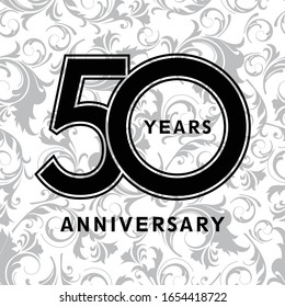 50 Years Anniversary Background Floral Motifs Stock Vector (royalty 