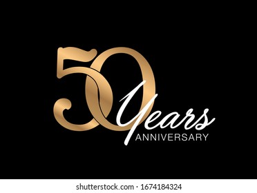 50 Years anniversary card. Vector 50 years anniversary gold card. 