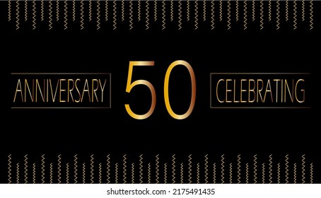 50 years anniversary celebrating. birthday celebration horizontal Banner with bright gold color.