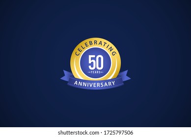 50 Years Anniversary Celebrating Blue Logo Vector Template Design Illustration