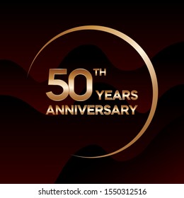 50 years Anniversary Celebrating golden text on black background. Vector template.