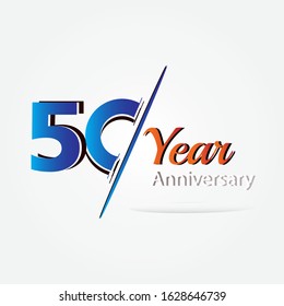50 Years Anniversary Celebration Blue Black and Red Vector Template Design Illustration