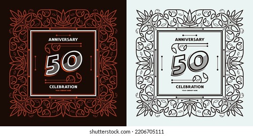 50 years anniversary celebration card in vintage style. Vector illustration