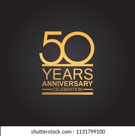 50 years anniversary celebration design with thin number shape golden color for special celebration event