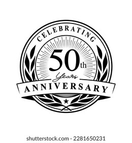 50 years anniversary celebration design template. 50th logo vector illustration.