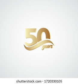 50 Years Anniversary Celebration Elegant Gold Logo Vector Template Design Illustration